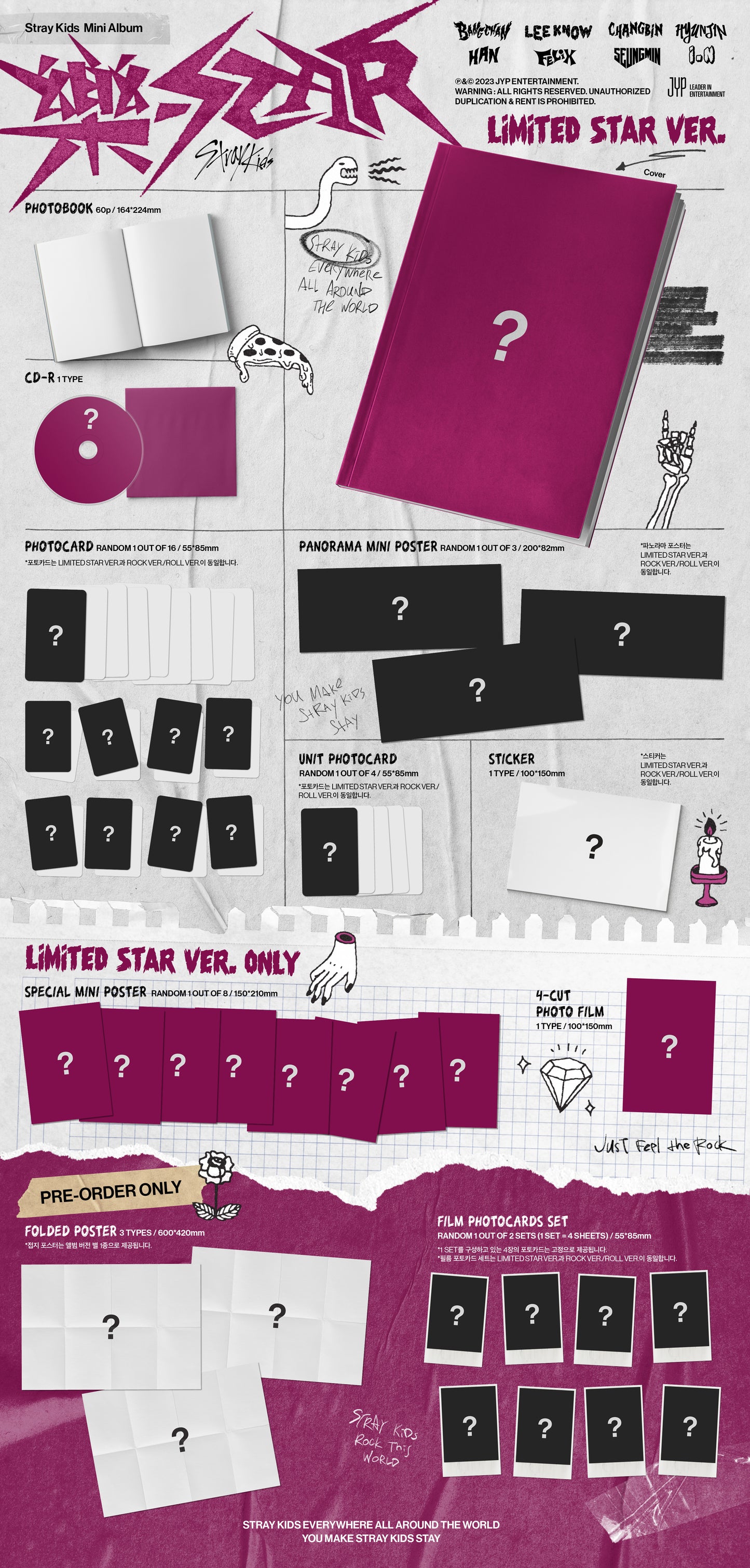 STRAY KIDS MINI ALBUM ROCK-STAR 樂-STAR LIMITED STAR VERSION WITH PRE-ORDER BENEFITS