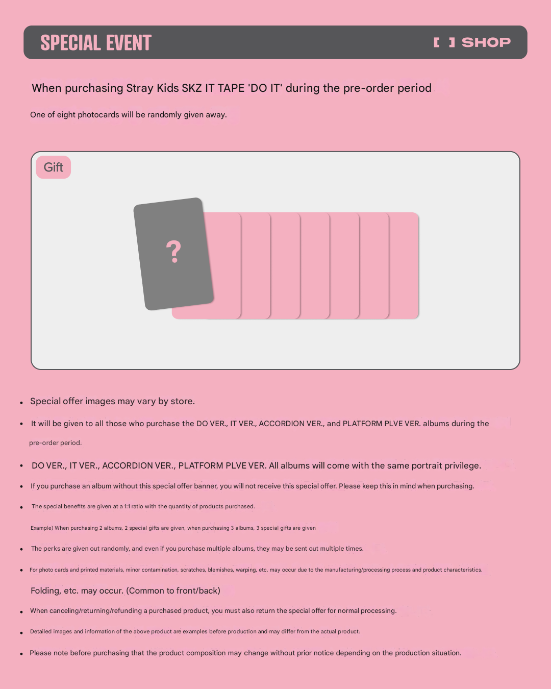 PRE ORDER STRAY KIDS SKZ IT TAPE DO IT (DO VERSION LIMITED) WITH FANS SHOP POB