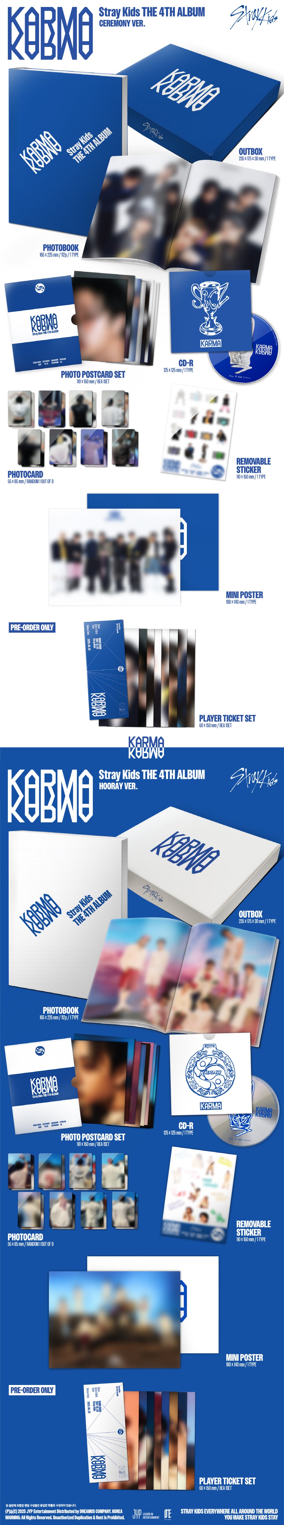 STRAY KIDS 4TH ALBUM KARMA WITH BDM PHOTOCARD CEREMONY AND HOORAY VERSION PRE ORDER